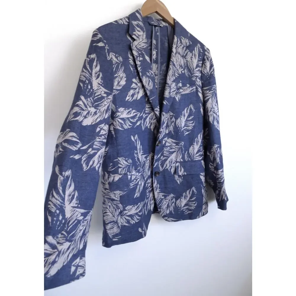 BONOBOS Unconstructed Slim Fit Floral Italian Linen Blazer Jacket Saks 38R $500